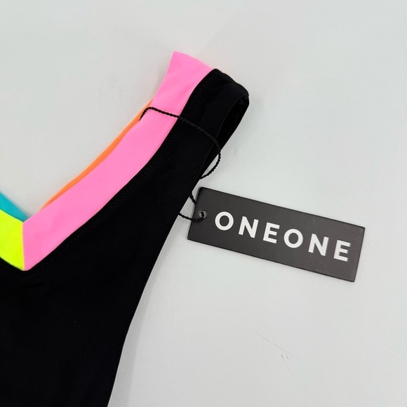 ONEONE Swimwear Jesse Swim Cheeky Bikini Bottom in Nassau Colorblock Black XS - Picture 6 of 13